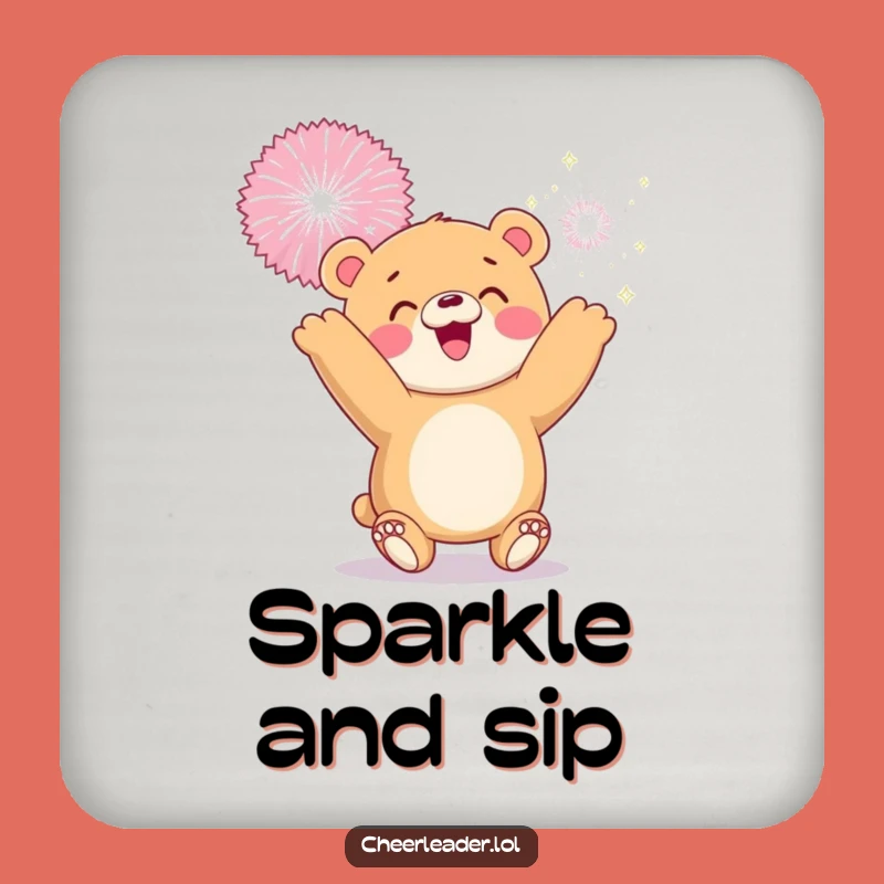 Funny Bear Cub Coaster: Sparkle Protection, Hilarious Drink Decor