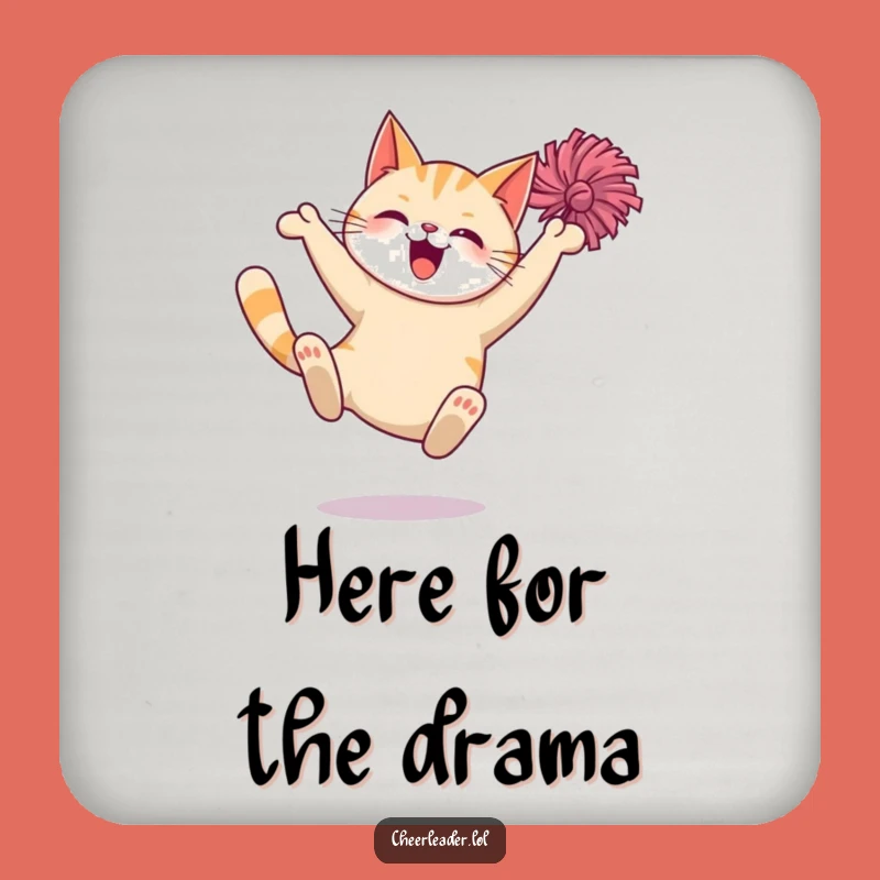 Funny Giggling Cat Pom-Pom Coaster: Protect Surfaces with Feline Flair!