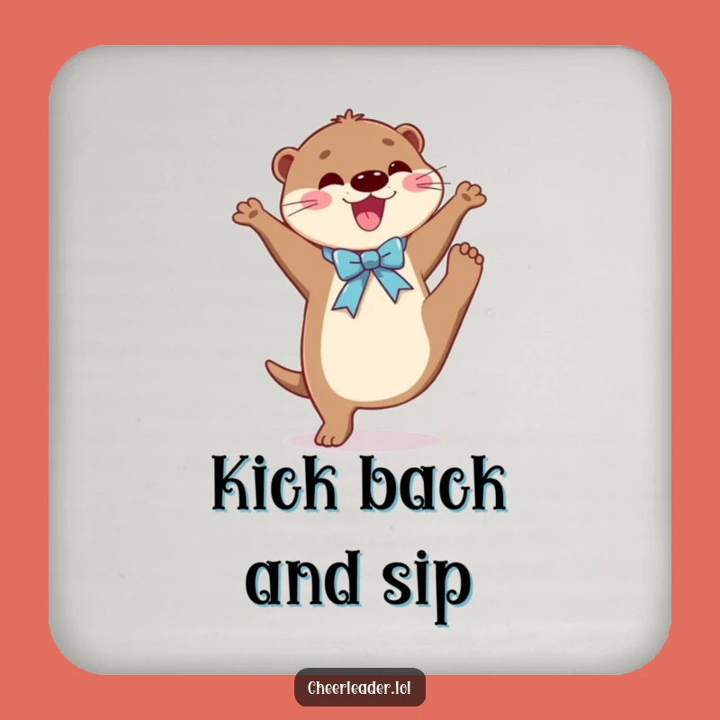 Funny Otter Dancer Drink Coaster: Protect Surfaces with Joyful Otter's High Kick