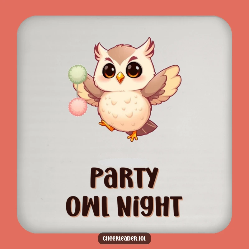 Funny Giggling Owl Pom-Pom Jump Coaster Set - Hilarious Drink Protection