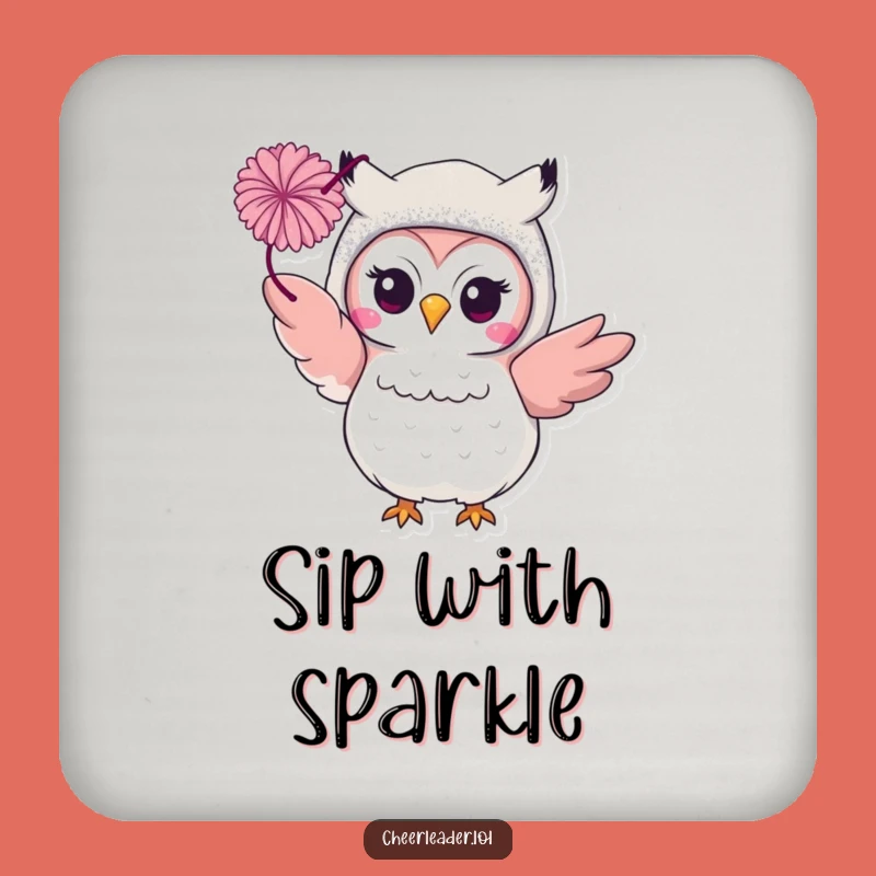 Funny Owl Pom-Pom Coaster: Glittery Performer Table Gift
