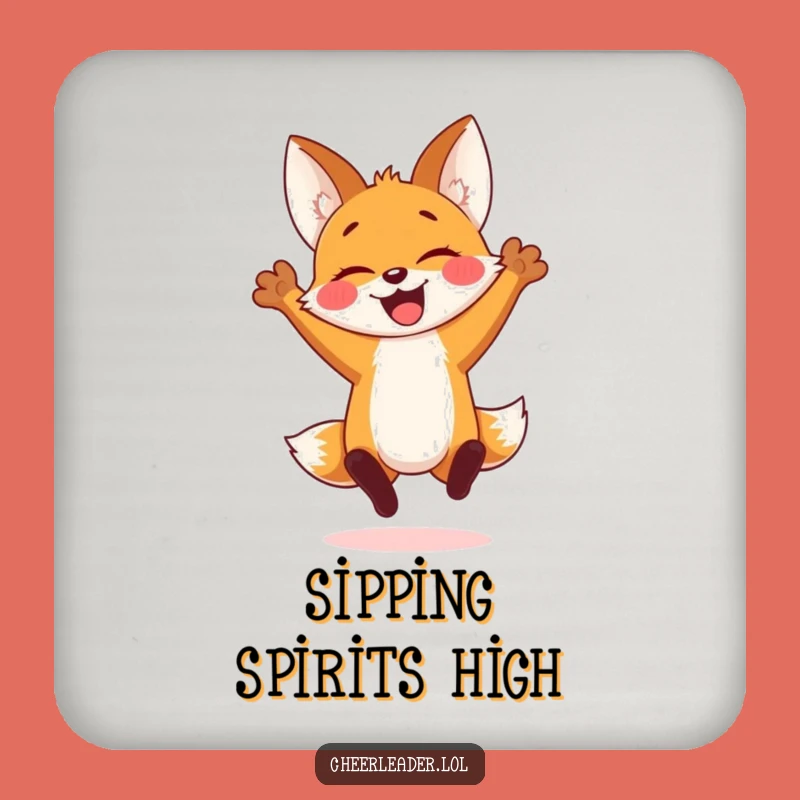 Funny Fox Cub Jump Coasters: Protect Surfaces with Hilarious Joy