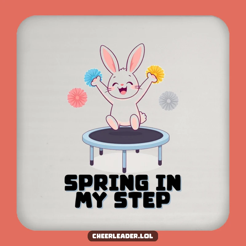 Funny Bunny Trampoline Coaster Set: Protect Surfaces with Hilarious Art
