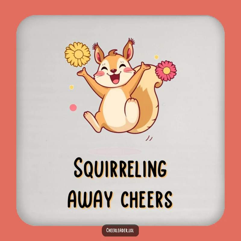 Funny Squirrel Kick Drink Coaster: Energetic Pom-Pom Protector, Gift