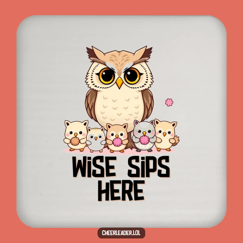 Funny Determined Owl Leader Pom-Pom Coaster - Protect Surfaces Hilarious Gift for Offices!