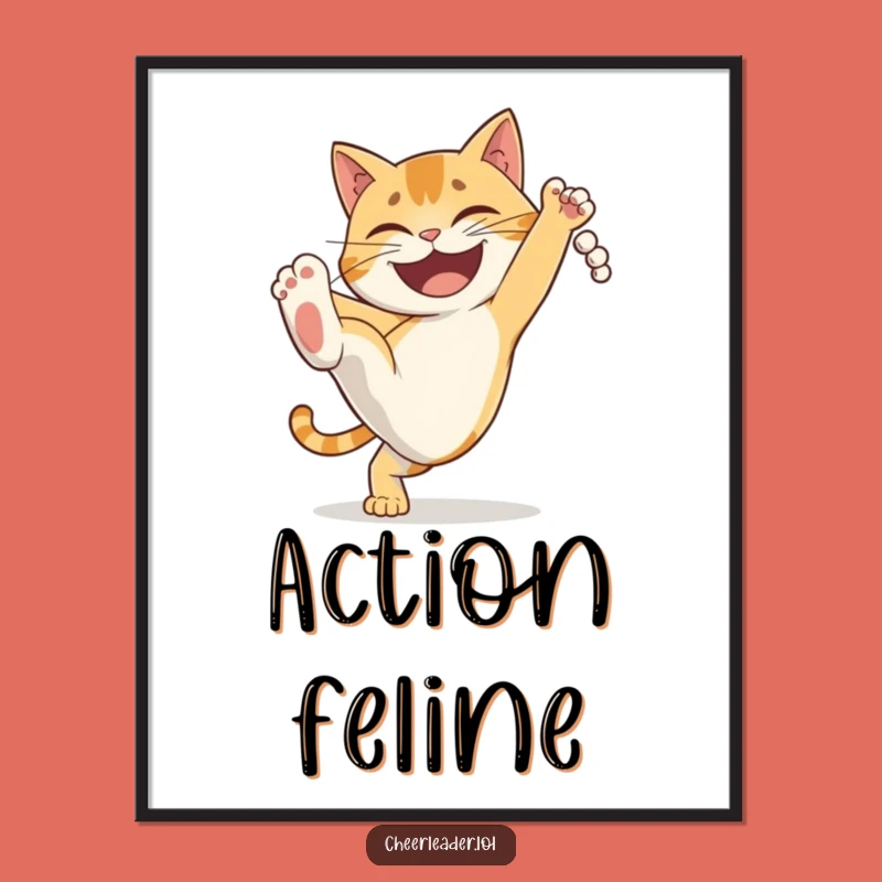 Funny Cat Karate Poster - Determined Wall Art & Gift