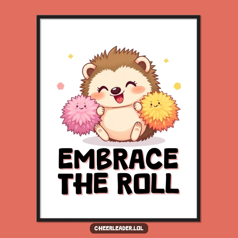 Funny Hedgehog Pom-Pom Tumble Poster: Cute Wall Art, Perfect Animal Decor Gift
