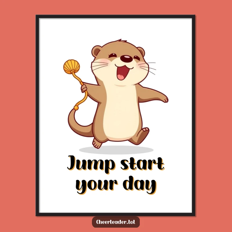 Funny Otter Fitness Poster: Energetic Otter Jumping Rope Art Print!
