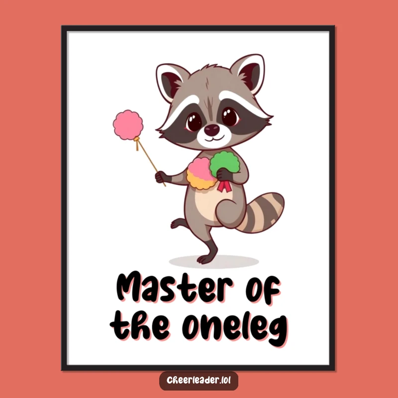 Funny Raccoon Pom-Pom Poster: Quirky & Hilarious Wall Art