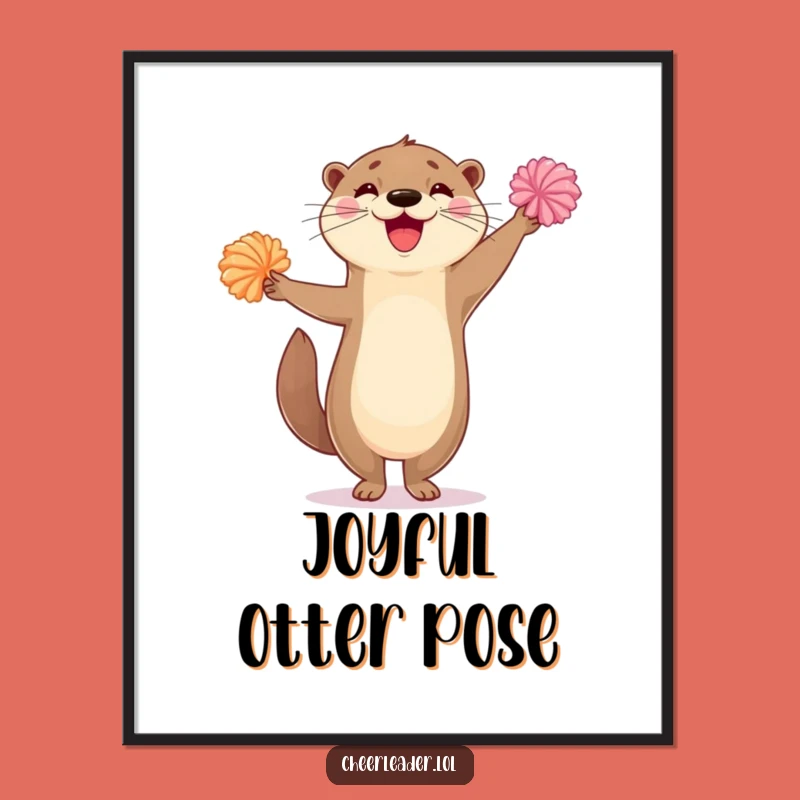 Funny Delighted Otter Pom-Pom Wall Art Poster - Hilarious Decor Gift!