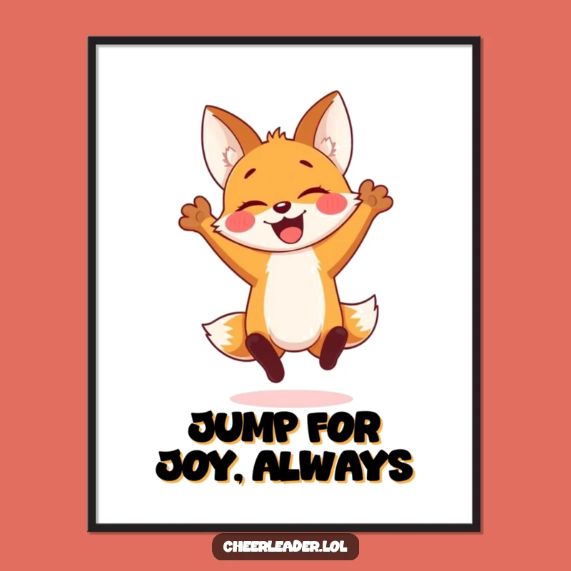Funny Fox Cub Jump Poster: Bring Joyful Energy to Your Walls
