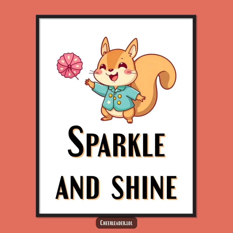 Funny Squirrel Cheerleader Poster: Decorate with Sparkle and Hilarious Enthusiasm