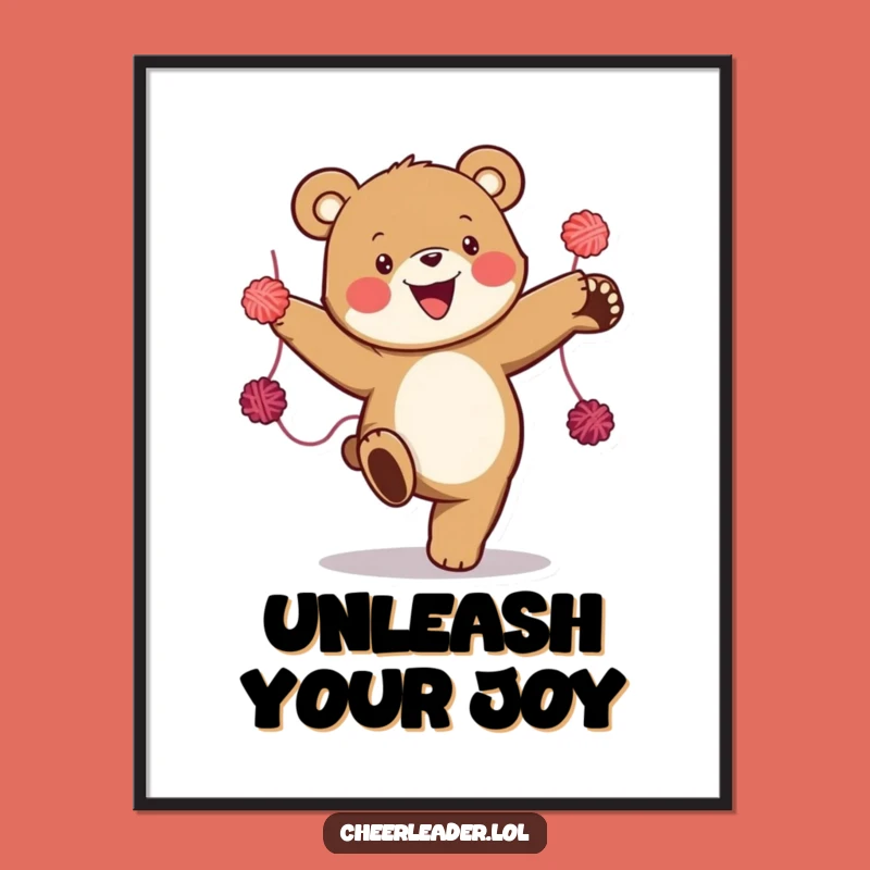Funny High Kick Bear Poster - Energetic Wall Art for a Hilarious Funny Gift