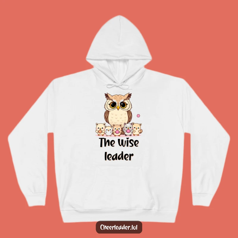 Funny Determined Owl Leader Pom-Pom Hoodie - Cozy Hilarious Gift for Mentors!