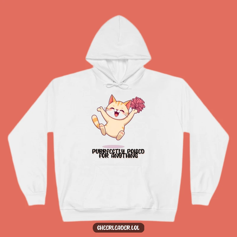 Funny Giggling Cat Pom-Pom Hoodie: Cozy Up with Hilarious Feline Fun!