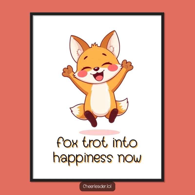 Free Printable Fox Art: Spirited Jump Downloadable Wall Decor for an Uplifting Space Gift