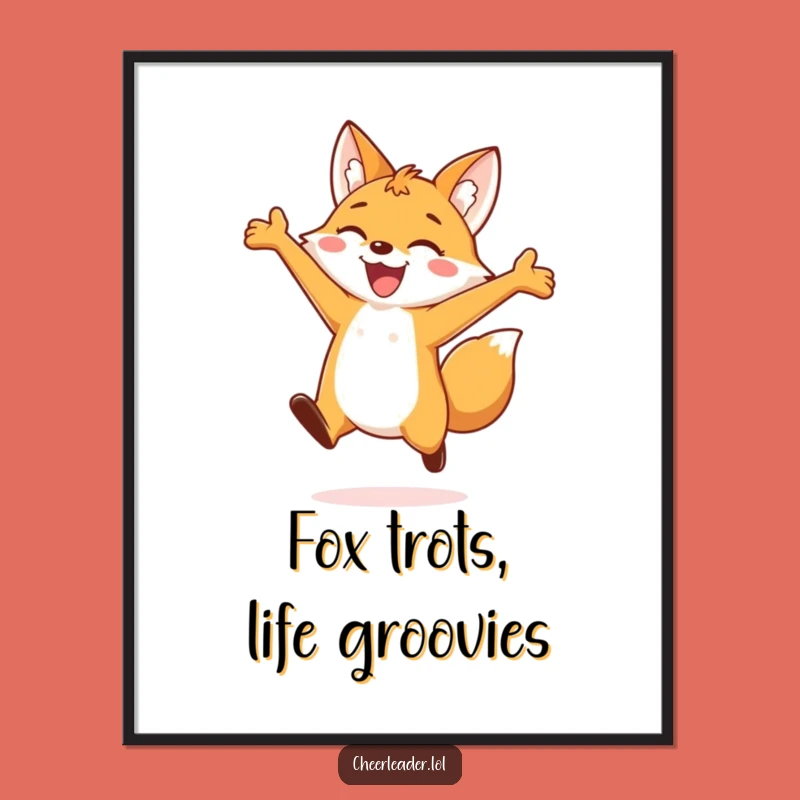 Free Printable Fox Wall Art: Humorous Jumping Fox Downloadable Art for Whimsical Decor