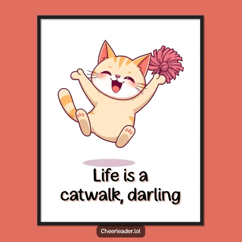 Free Printable Wall Art: Giggling Cat's Dramatic Leap Funny Downloadable Decor
