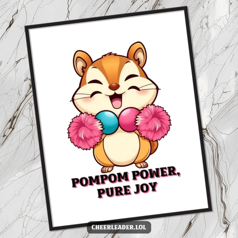 Funny Free Printable Wall Art: Chipmunk forms heart with pom-poms, cute and cheerful decoration, perfect download.