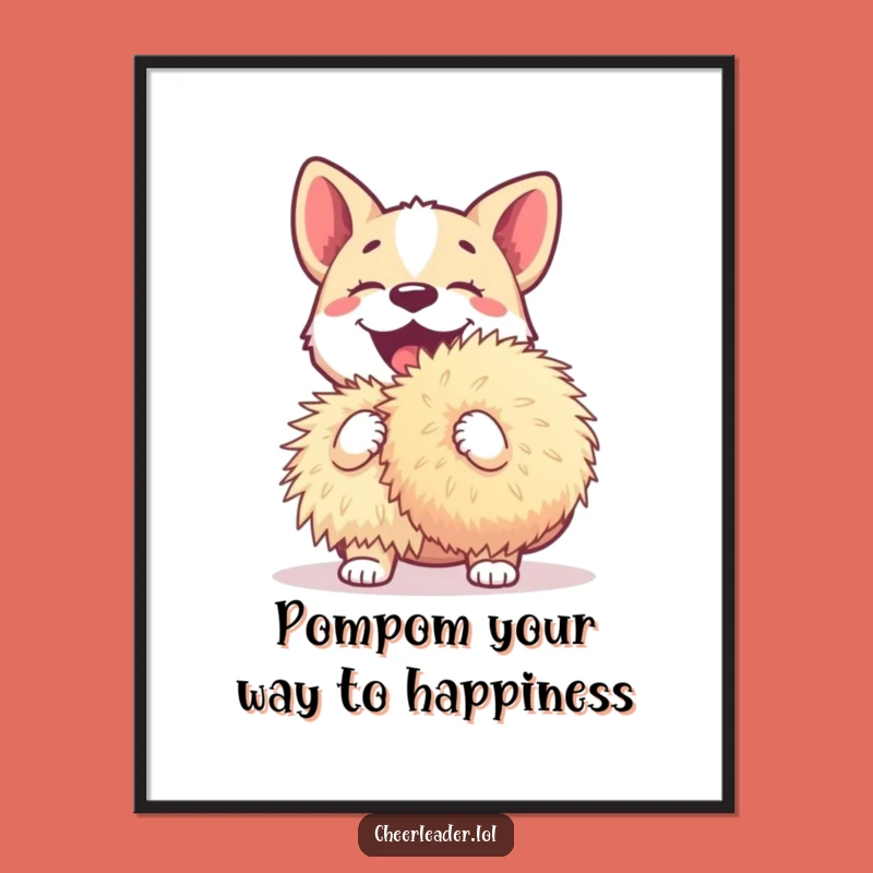 Funny Free Printable Wall Art: Excited Dog with Giant Pom-Pom Downloadable Decor