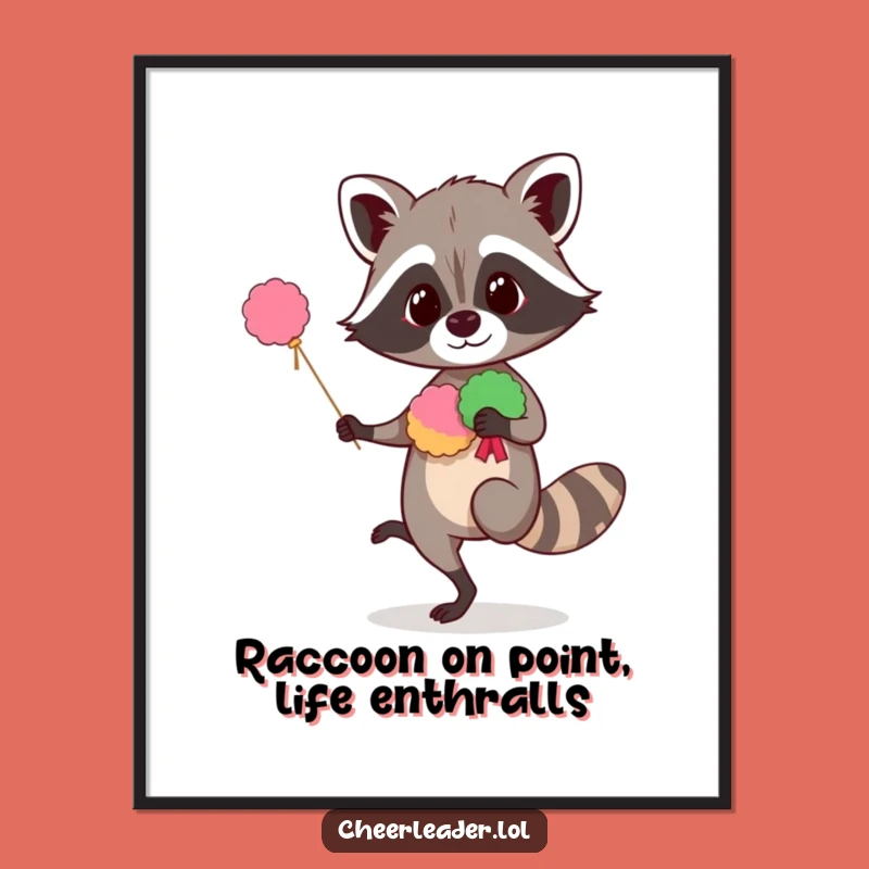 Funny Free Printable Wall Art: Raccoon Balancing Act - Downloadable Decor