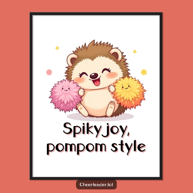 Funny Free Printable Wall Art: Rolling Hedgehog Pom-Poms, Cute Downloadable Decor
