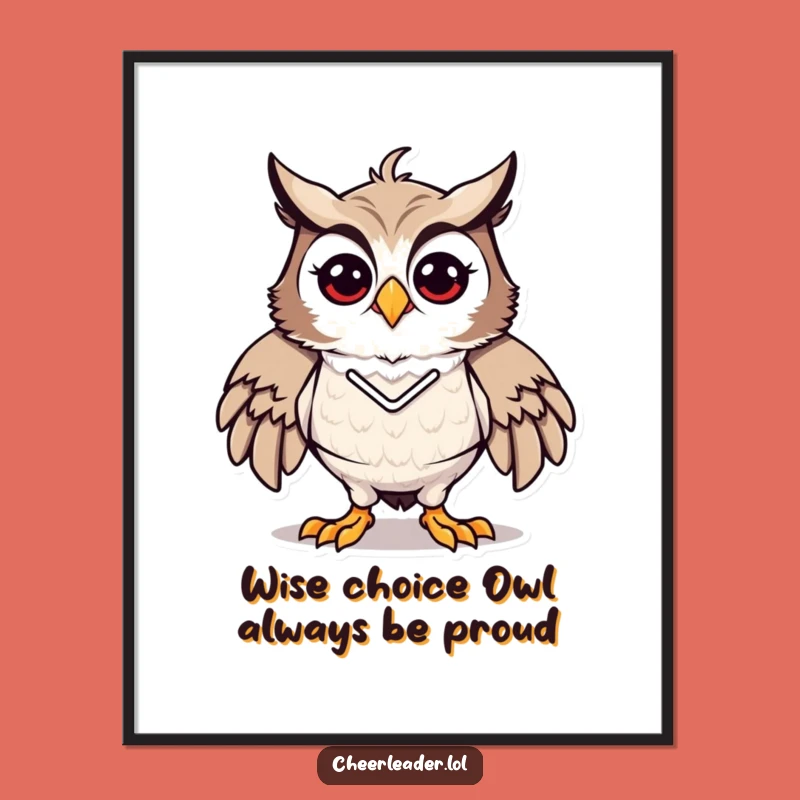Free Printable Wall Art: Energetic Owl Cheerleader - Hilarious Downloadable Decor