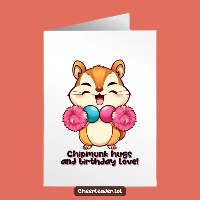 Free Printable Birthday Card: Funny Chipmunk Pom-Pom Love, Perfect DIY Gift