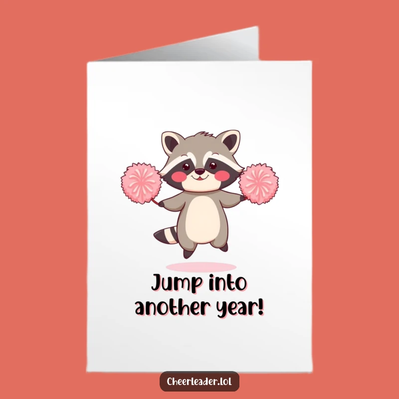 Free Printable Birthday Card: Funny Raccoon Jump Rope Humor - Downloadable Gift