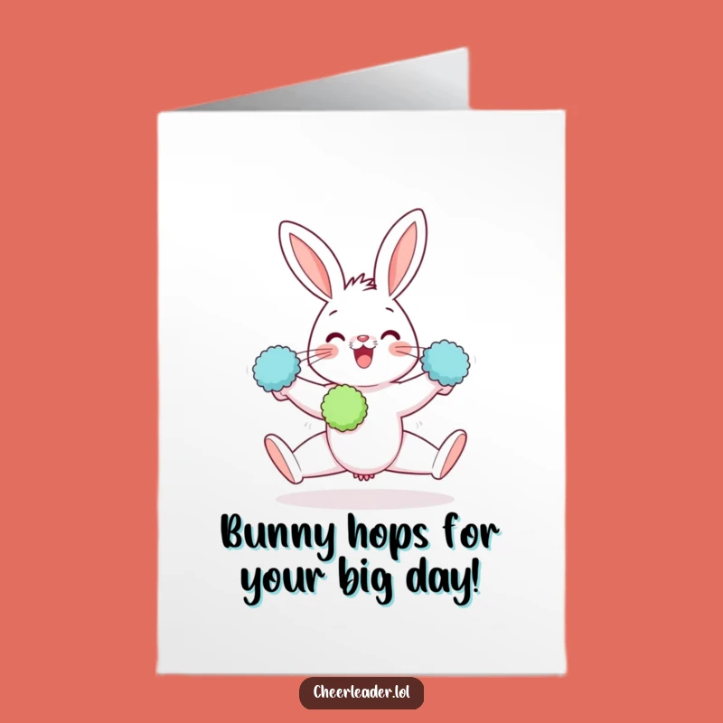 Free Printable Birthday Card: Gleeful Rabbit Split with Pom-Poms Funny Downloadable Gift