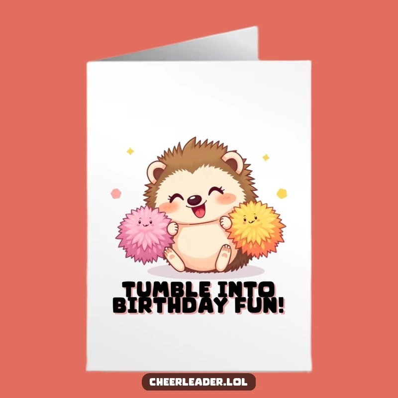 Free Printable Birthday Card: Rolling Hedgehog Pom-Poms, Cute DIY Gift