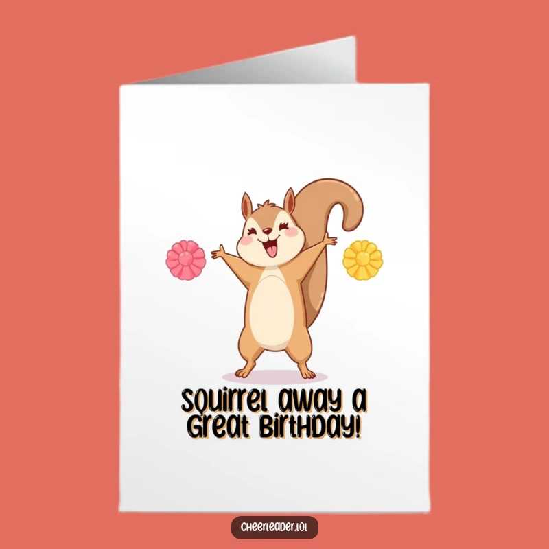 Free Printable Birthday Card: Squirrel's Cartwheel Celebration!