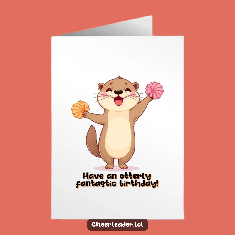 Free Printable Otter Pom-Pom Birthday Card - Enthusiastic Downloadable Fun