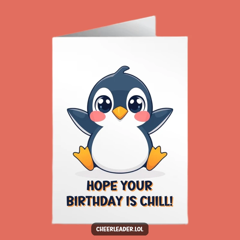 Free Printable Birthday Card: Penguin Split Surprise, Wide Eyes, Hilarious Downloadable Gift
