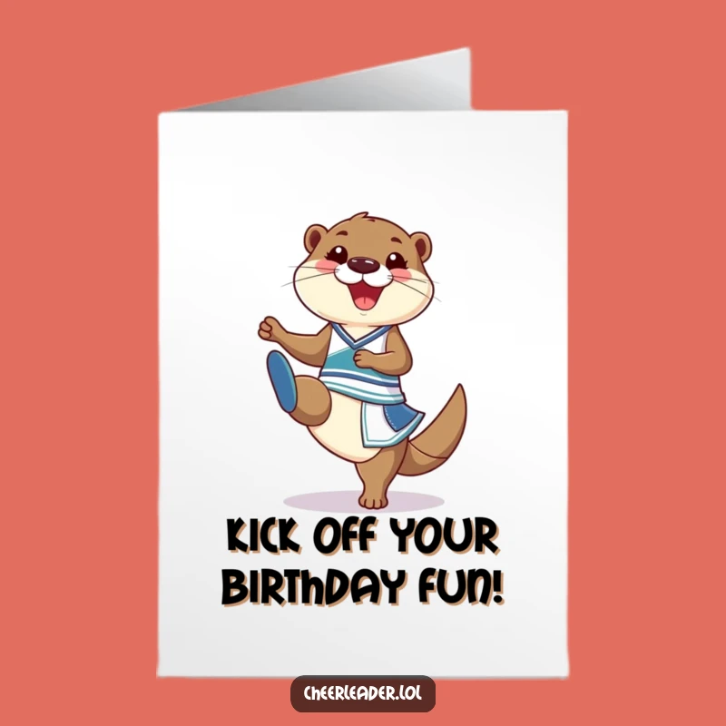 Free Printable Birthday Card: Otter Cheerleader Funny Downloadable Gift for a Wild Celebration!