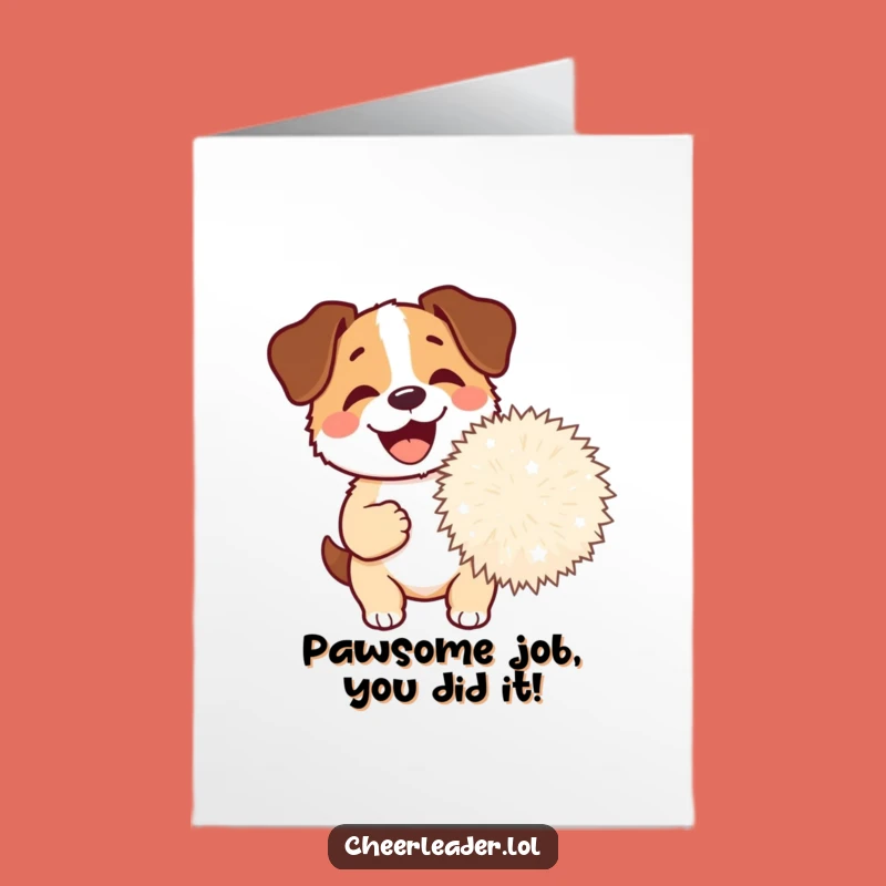 Free Printable Congrats Card: Funny Dog Pom-Pom Celebration, Downloadable Barking Joy