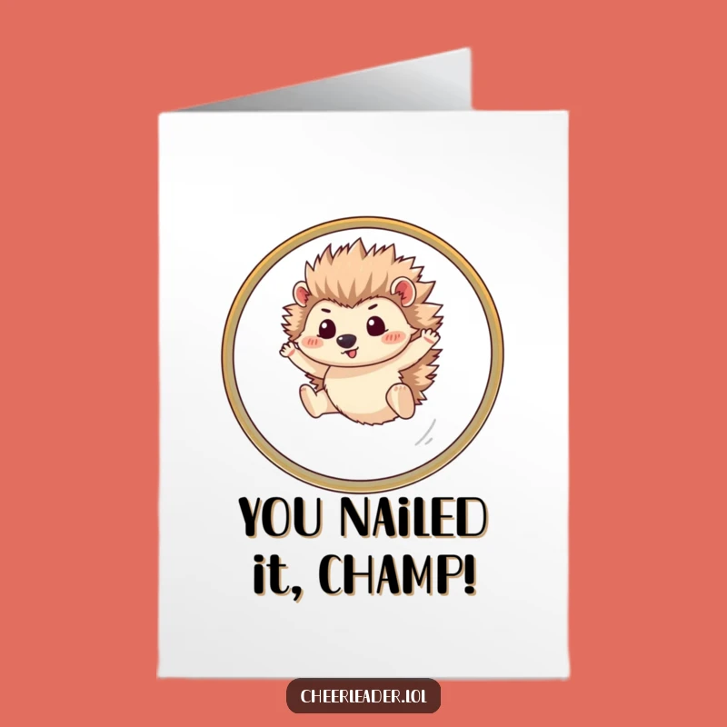 Free Printable Congrats Card: Hilarious Hedgehog Hoop Jump - DIY Download