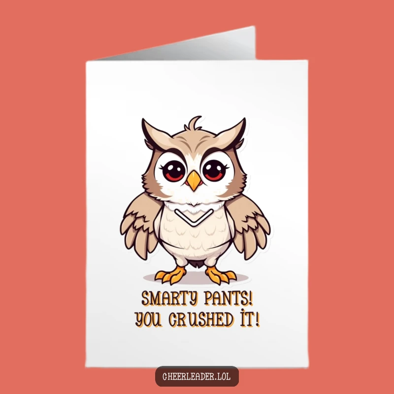 Free Printable Congrats Card: Proud Owl Cheerleader - DIY Downloadable Gift