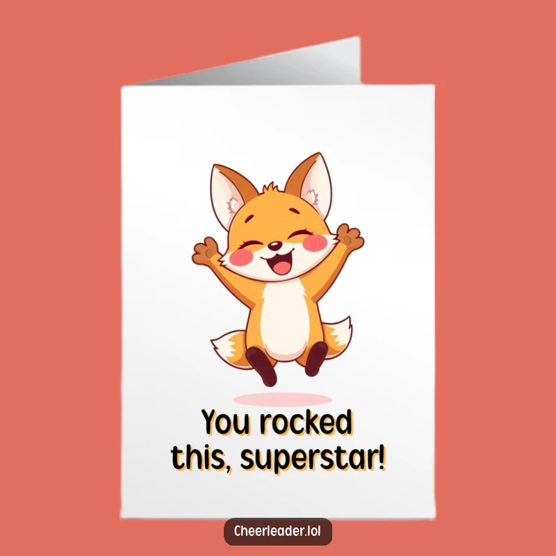 Free Printable Fox Congrats Card: Spirited Jump Downloadable for Celebrating Success Gift
