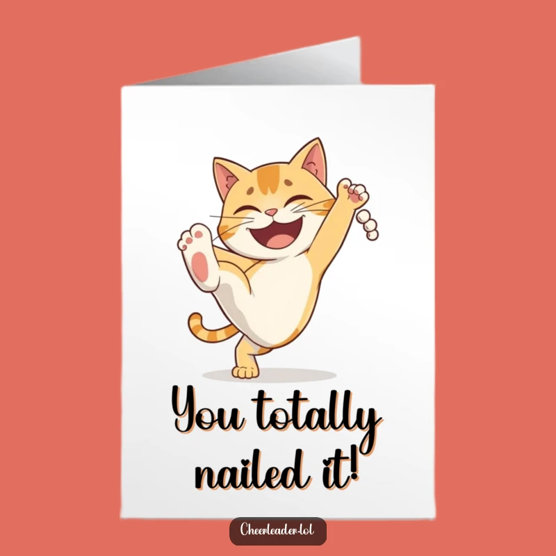 Free Printable Funny Cat Congratulations Card: Victory Kick Joke Downloadable