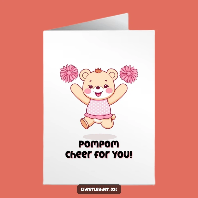 Free Printable Congrats Card: Funny Bear Cheerleader, Victory Jumps Downloadable Gift