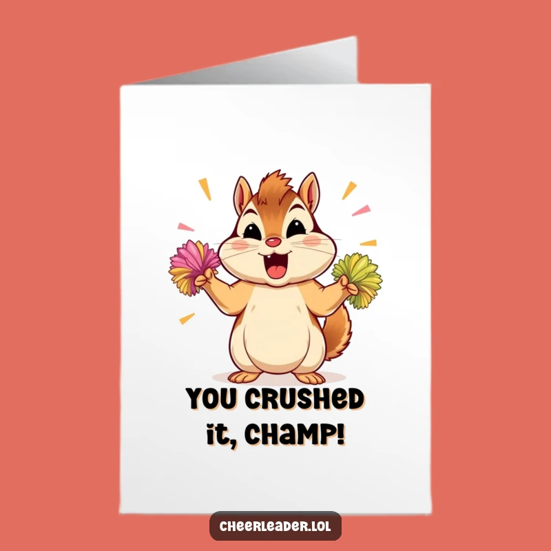 Free Printable Chipmunk Congrats Card - Pom-Pom Shaking Downloadable Gift