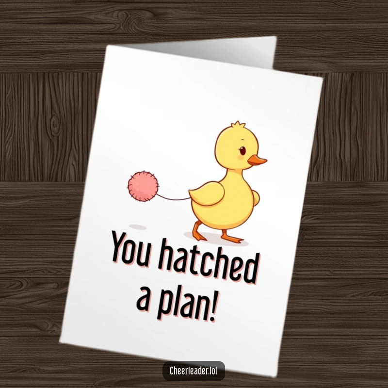 Funny Free Printable Congratulations Card: A wobbly duckling attempting to march in formation with a tiny pom-pom.