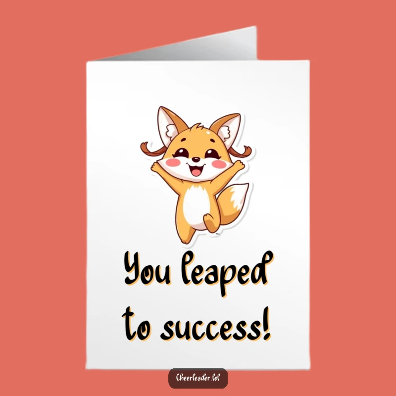 Free Printable Congrats Card: Jumping Fox Pigtails, Downloadable Gift!