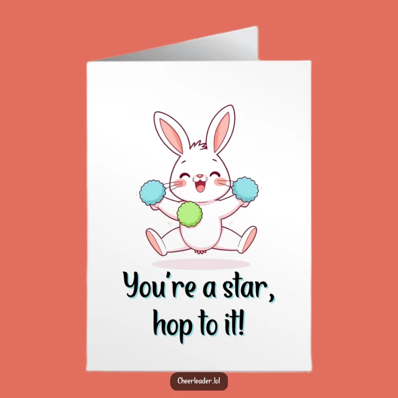 Free Printable Congrats Card: Rabbit Split with Pom-Poms Celebration Downloadable