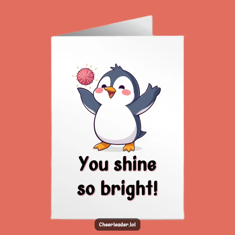 Free Printable Congrats Card: Penguin Pom-Pom Toss - Celebrate with Downloadable Sparkle