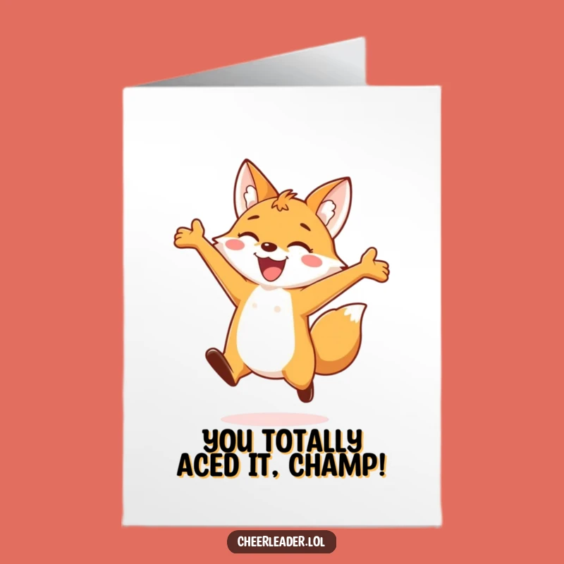 Free Printable Congratulations Fox Card: Hilarious Jumping Fox Downloadable Gift for Big Wins