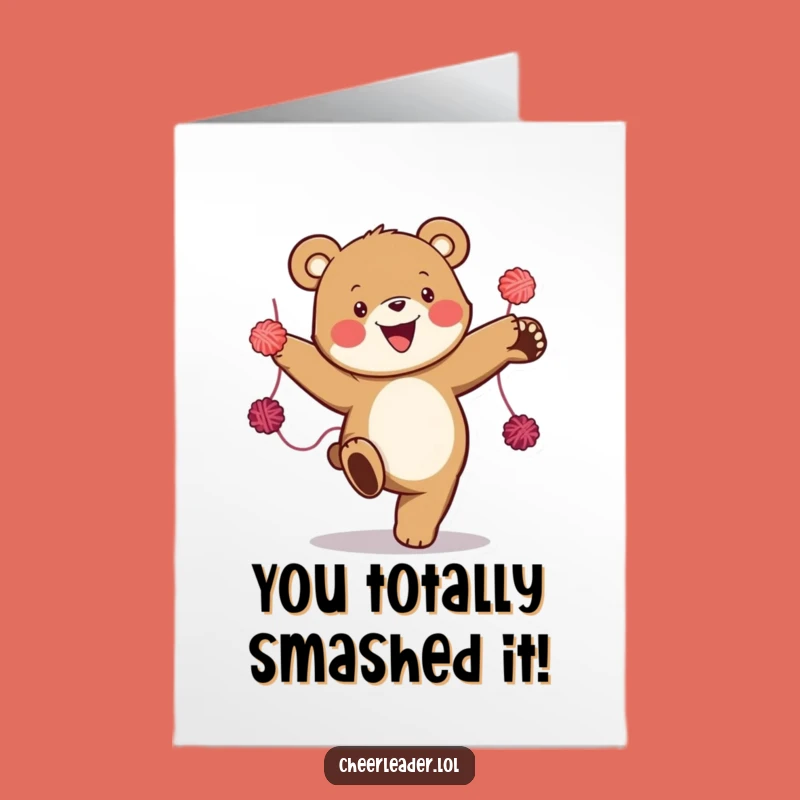 Free Printable Congrats Card: Bear High Kick - Celebrate with Downloadable Cheer