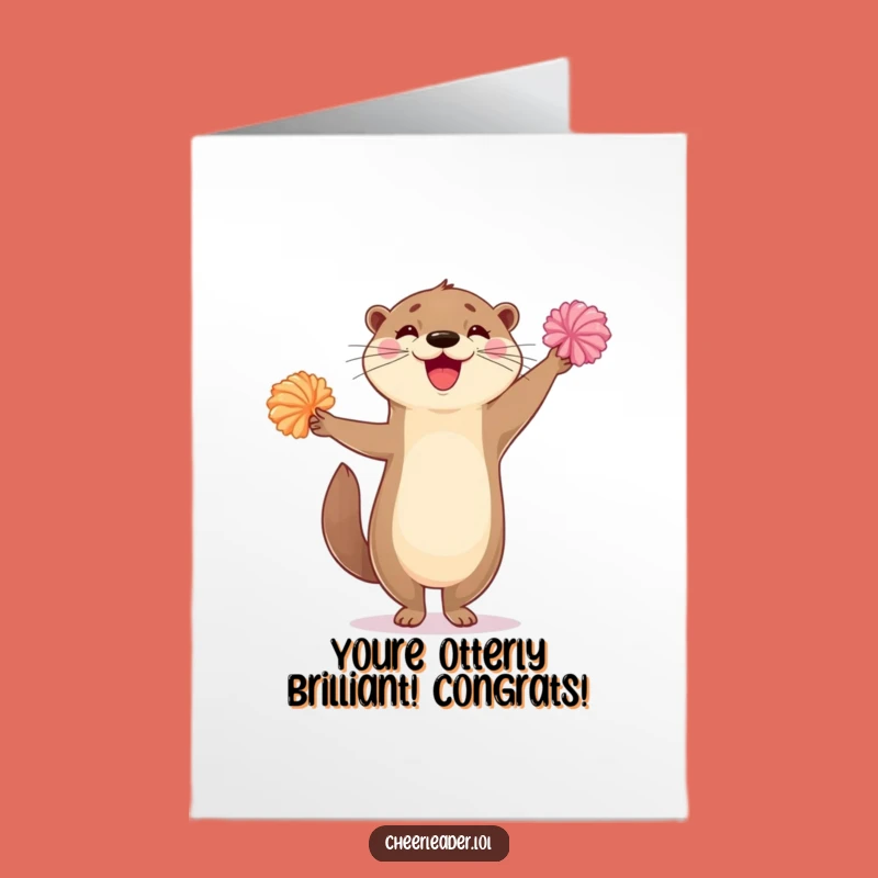 Free Printable Otter Pom-Pom Congratulations Card - Joyful Downloadable
