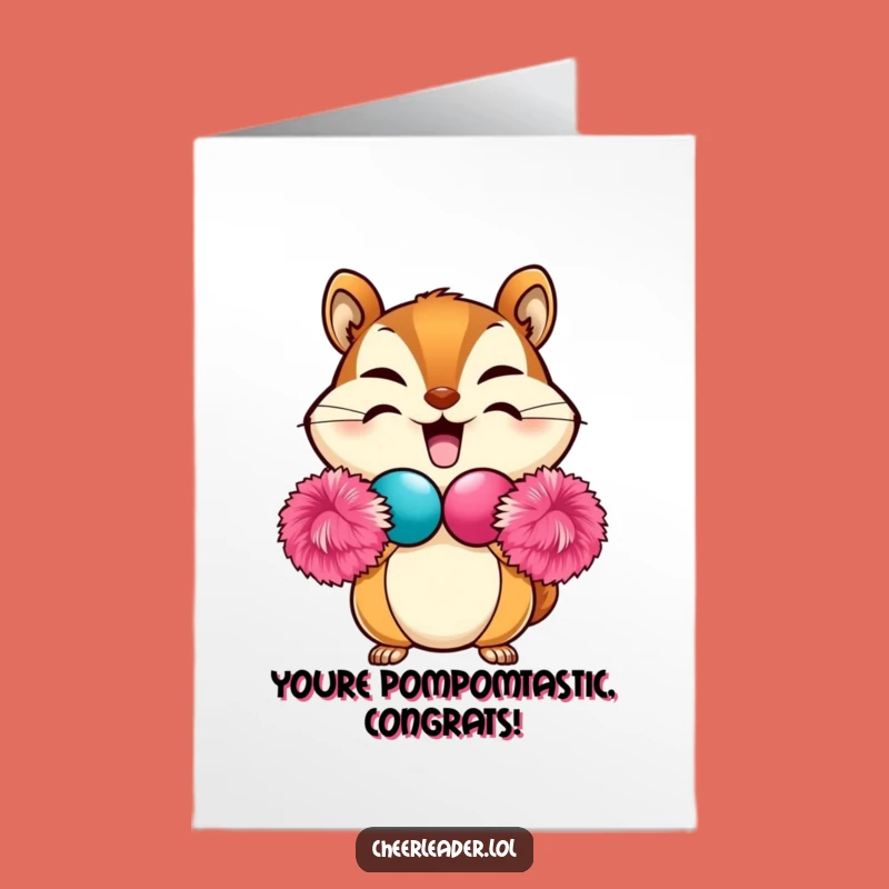 Free Printable Congrats Card: Chipmunk Pom-Pom Heart, Celebration Downloadable Gift